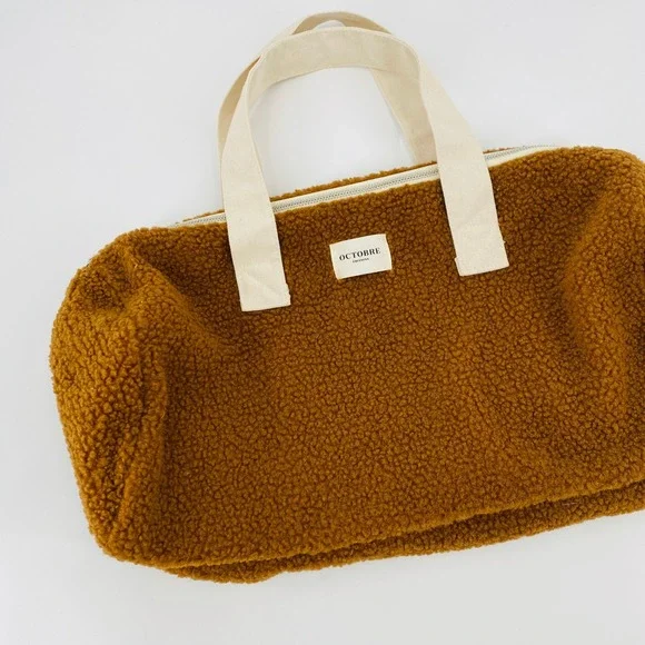 Sezane Octobre Editions Duffle Bag Brown Sherpa Fleece Weekend Travel