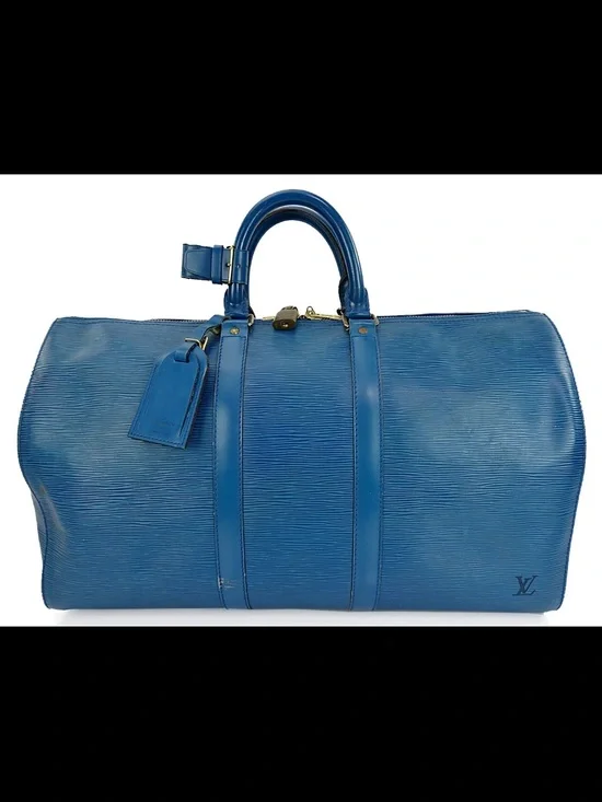 Louis Vuitton Blue Epi Leather Keepall Duffel