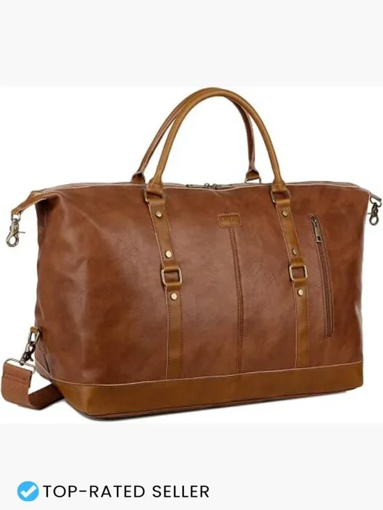 Vegan Leather Travel Duffel Tote Weekender Bag Overnight Carry On Gym Sport