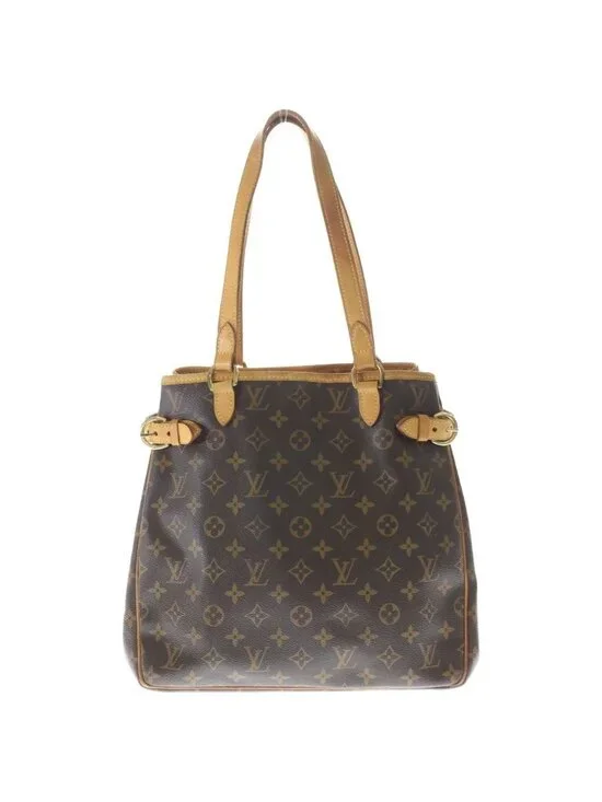 Louis Vuitton Monogram Batignolles Vertical Tote Brown Leather Gold