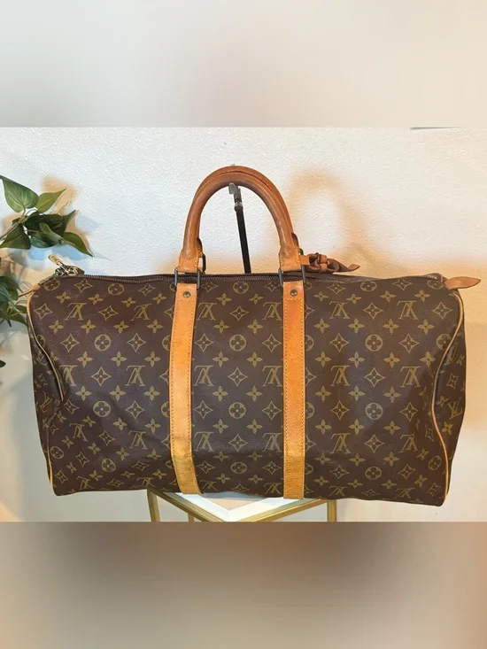 Vintage 1985 Louis Vuitton Monogram Keepall 55 Bandoulière Travel Duffel Bag