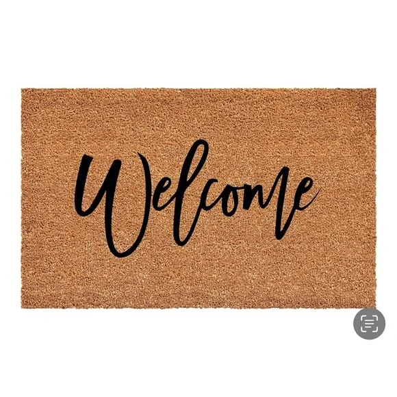 Welcome Coir Doormat - Tan and Black