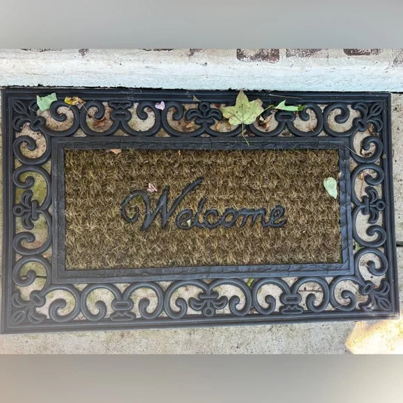 Brown Welcome Doormat with Black Border