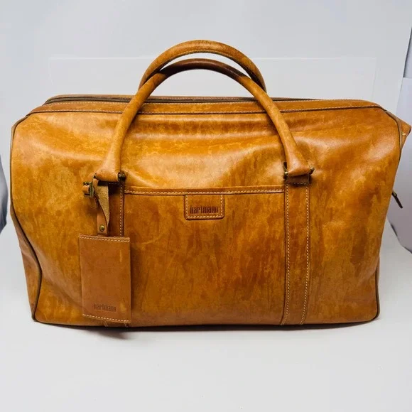 VTG Hartmann Heritage Tan Belting Leather Duffel Bag Weekender Luggage Carryon