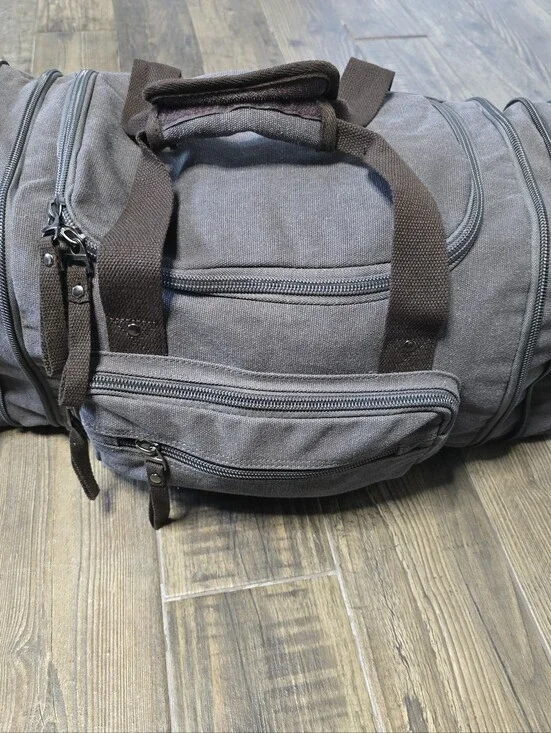 XLarge Canvas Travel Duffle Bag in grey - Weekend Bag