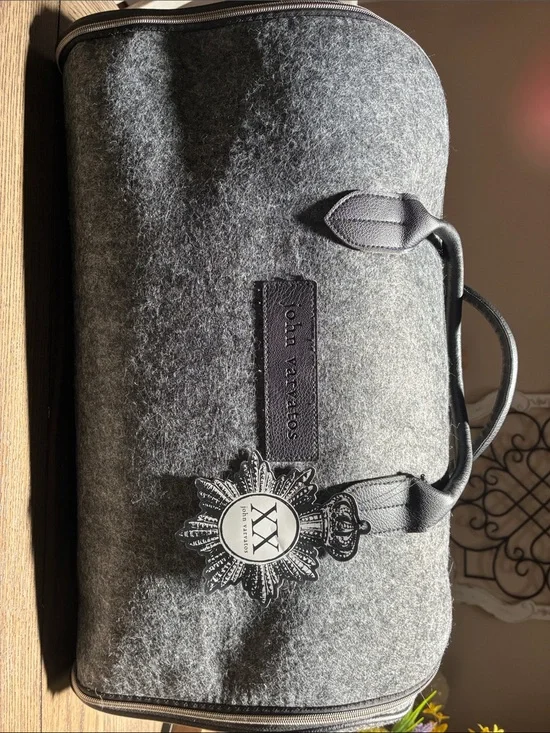 John Varvatos Gray Felt Duffel with Black Trim