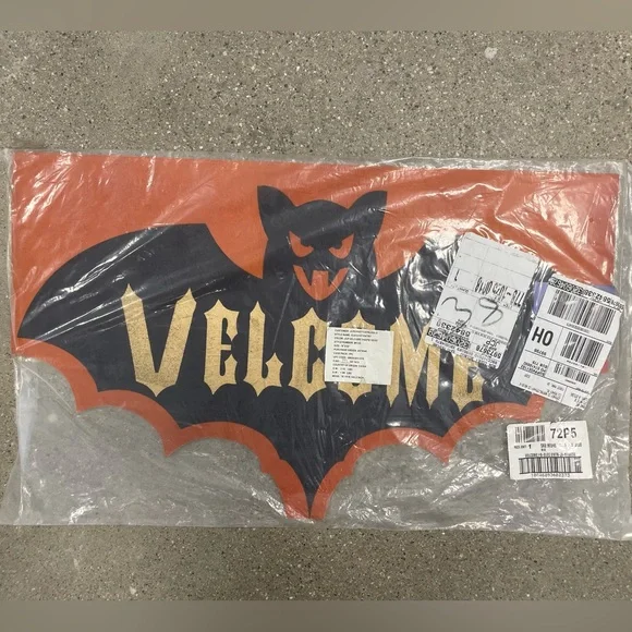 🦇 “Velcome” Welcome Halloween Bat Mat Rug NWT