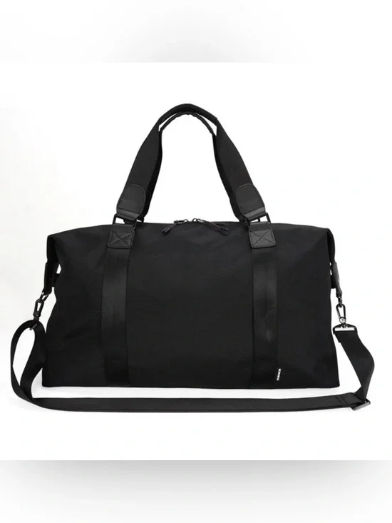 Bonobos~Black Ballistic Nylon Duffle Bag w/ Leather Accents-Adjustable Strap~NWT