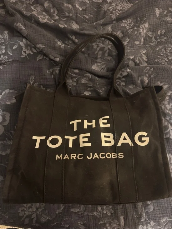 Marc Jacobs Black Canvas Duffel Tote with White Logo