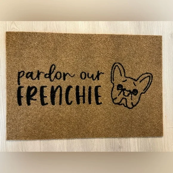 Black and Brown French Bulldog Accent Door Mat