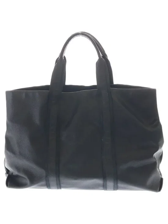 Bottega Veneta Marco Polo Leather Canvas Handle Hand Tote Black
