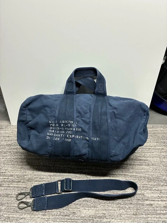 Vintage Polo Ralph Lauren Naval Tailors Navy Blue Canvas Duffle Bag RARE