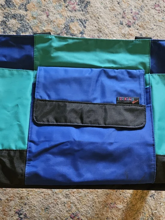 ESSENTIALS Blue & Teal Duffel Bag with Black Trim