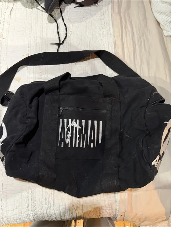 Animal Black Canvas Duffel with White Logo