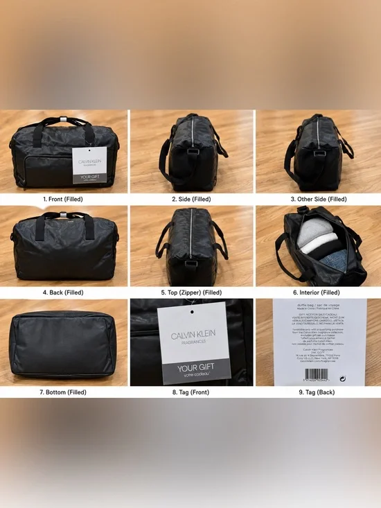 Calvin Klein Fragrances Leather Duffle Bag With  Suede Sides Travel Gym Bag