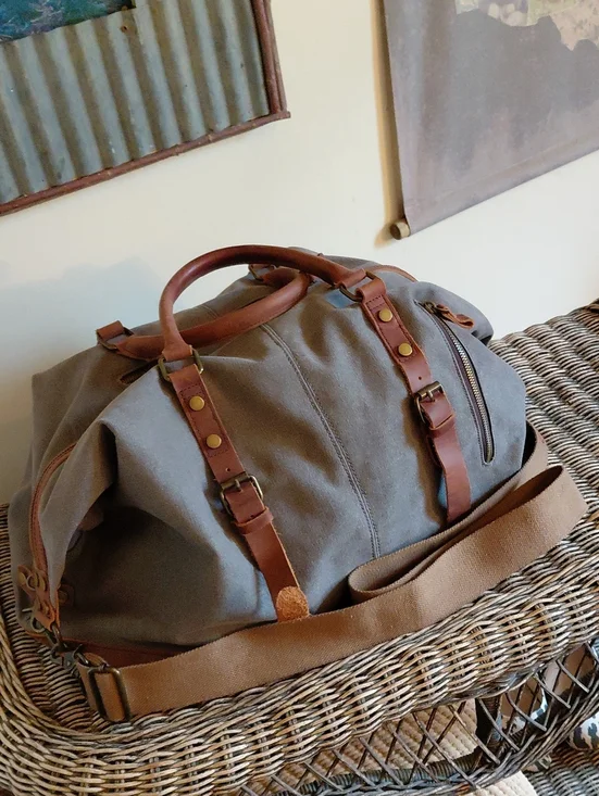 S-Zone Canvas & Leather Weekender Bag/Luggage