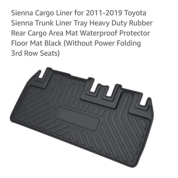 Cargo Liner floormat 2011-19 Toyota Sienna without power folding 3rd row seats