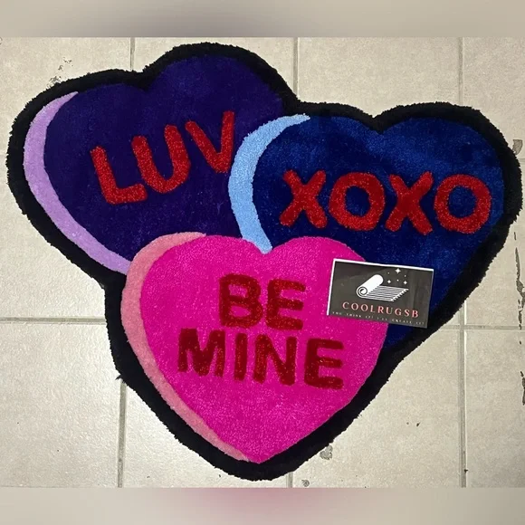 ConversationHeart-Shaped Accent Rug - Pink, Blue, Purple