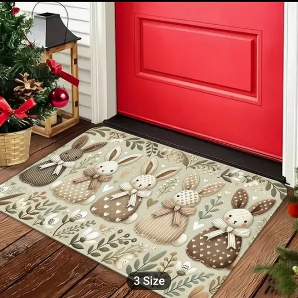 New Charming Bunny Door Mat - Brown and Cream