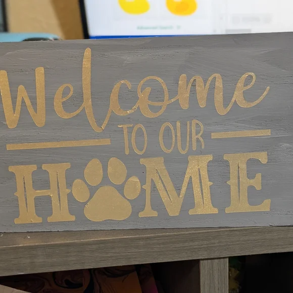 Gray and Gold Welcome Sign