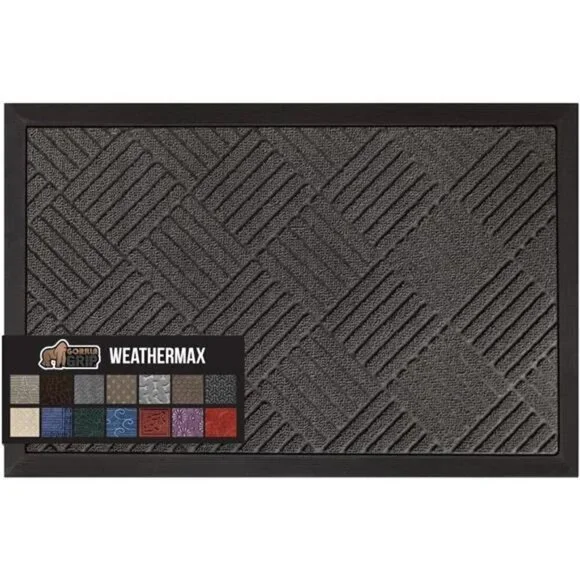 100% Waterproof All-Season WeatherMax Doormat, Durable Natural Rubber