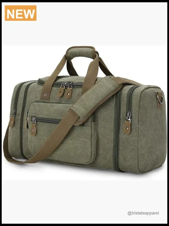 Canvas Duffle Bag for Travel 60L Overnight Weekender Carry On Luggage
