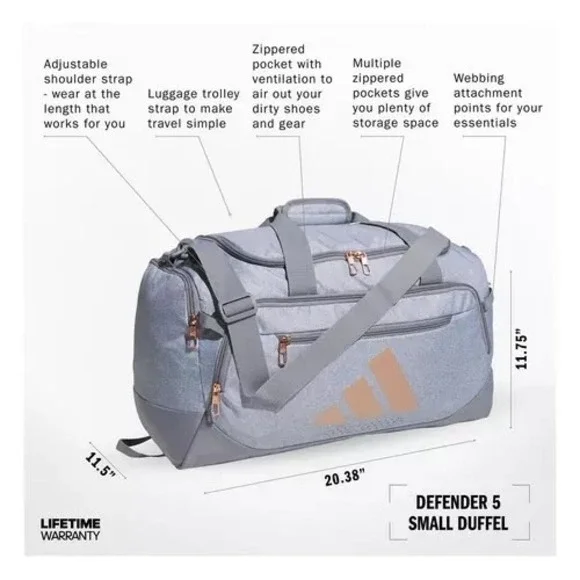 Adidas Defender 5 Duffel Bag Premium Duffle Sports Gym Travel Black JJ7617 New