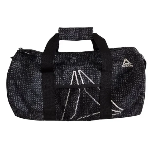 Reebok Black Gray Unisex Adjustable Strap Gym port Duffle Bag 17 x 9 x 9