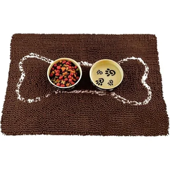 Ultra-Absorbent Dog Door Mat for Food and Water, Microfiber Chenille Dog Mat