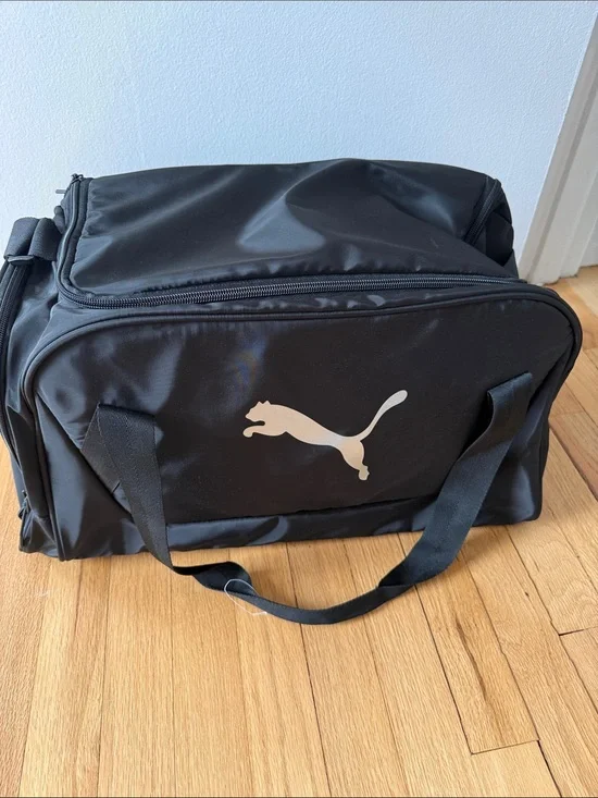 Puma Black Duffel Bag with Cream Puma Logo