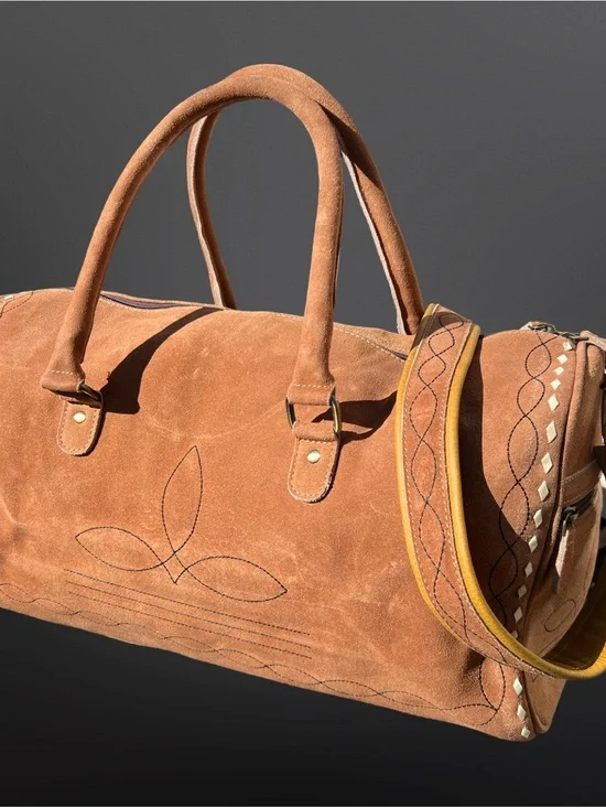 Buckskin Suede Leather Duffel Carryon Bag