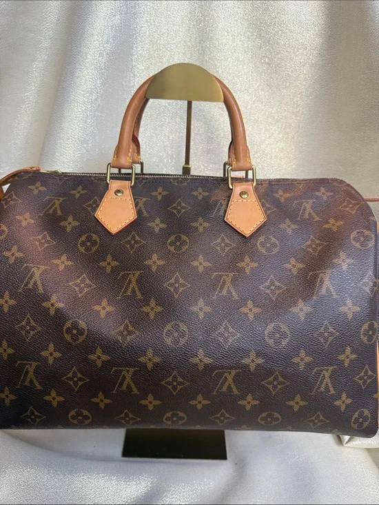 Louis Vuitton Brown Monogram Speedy 35 with Tan Trim - Really Good Condition