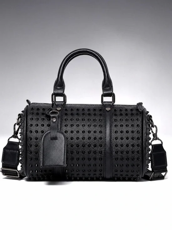 TULX Black Studded Leather Shoulder Crossbody Unisex Bag NWT Luxury Style