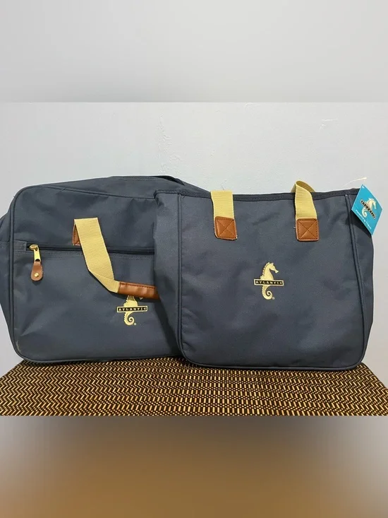 Navy Tote Bag with Yellow Straps