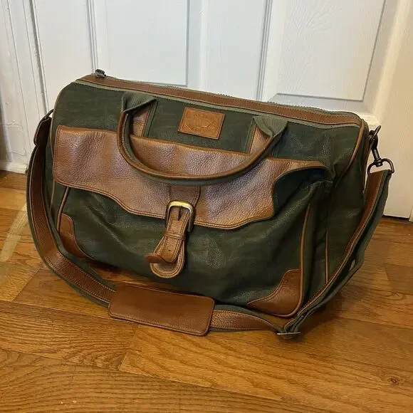 Vintage Boston Traders 100% Leather Pebbled Duffel Shoulder Crossbody Bag