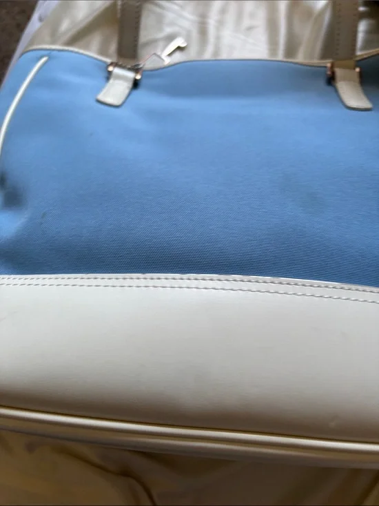 Fossil Blue and White Women’s Tote Bag - Classic Canvas and Leather by Fossil.
