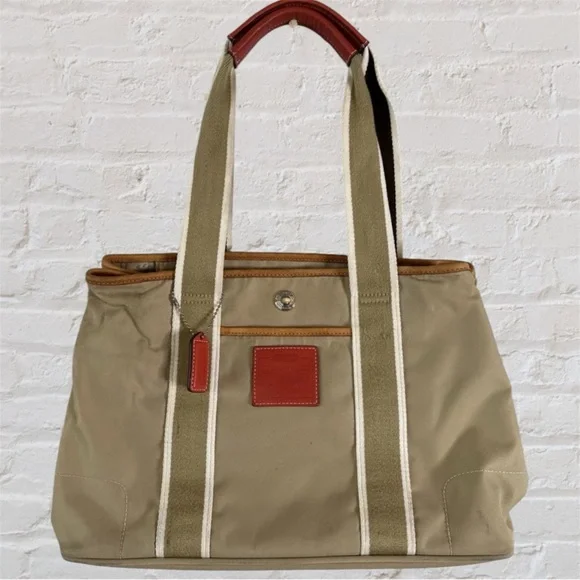 Vintage Coach Hampton nylon canvas leather bag