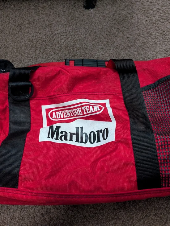 Vintage Marlboro Adventure Team Duffel Bag – Red Travel/Gym Bag