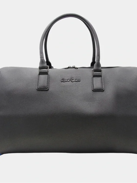 Robert Graham Black Leather Weekender Convertible Duffel Bag