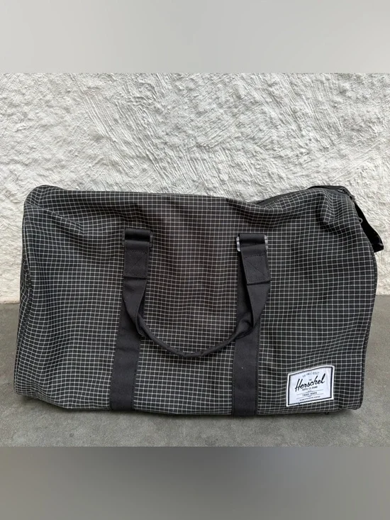 Herschel Supply Company Black Grid Travel Duffel 21” x 12” x 11 1/2”
