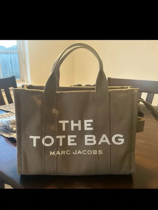 Marc Jacobs Olive Canvas Tote with White Logo