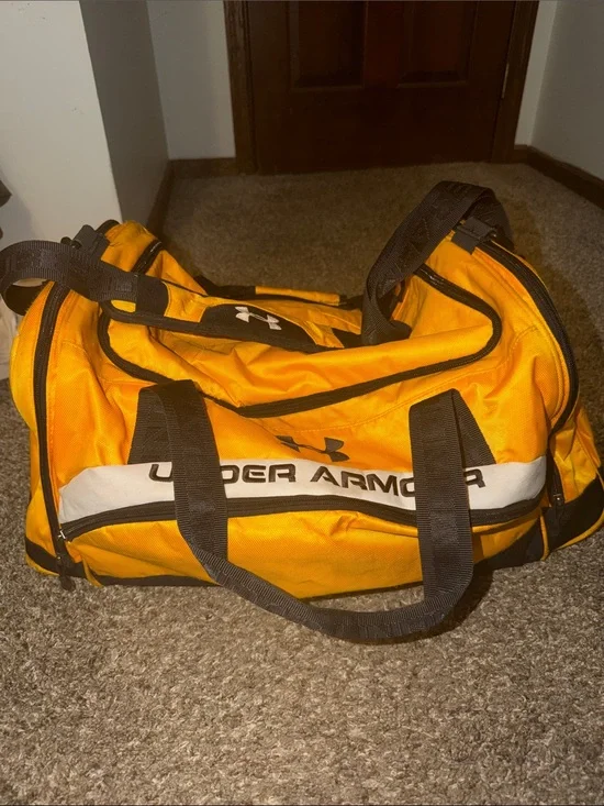 Under Armour Men's Orange Duffel Bag with Black Accents