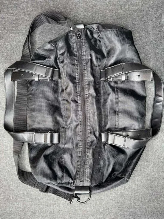 Armani Exchange AX Black Duffle Bag Tech Fabric Gym Travel Weekender