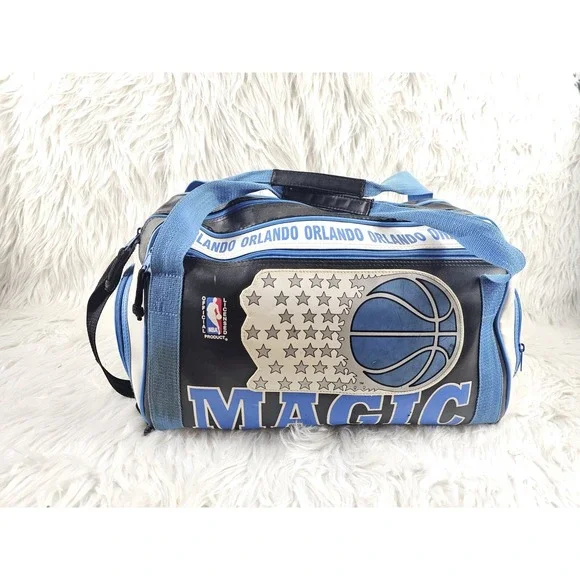 NBA Orlando Magic Leather Duffel Travel Bag Vintage 2000's Officially Licensed