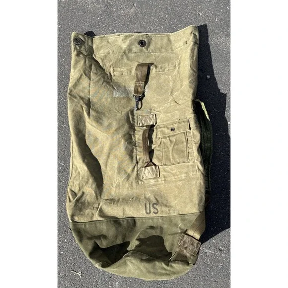 Military Duffle Bag Rucksack OD Type 2 W/straps Canvas TOP LOAD Army Brown