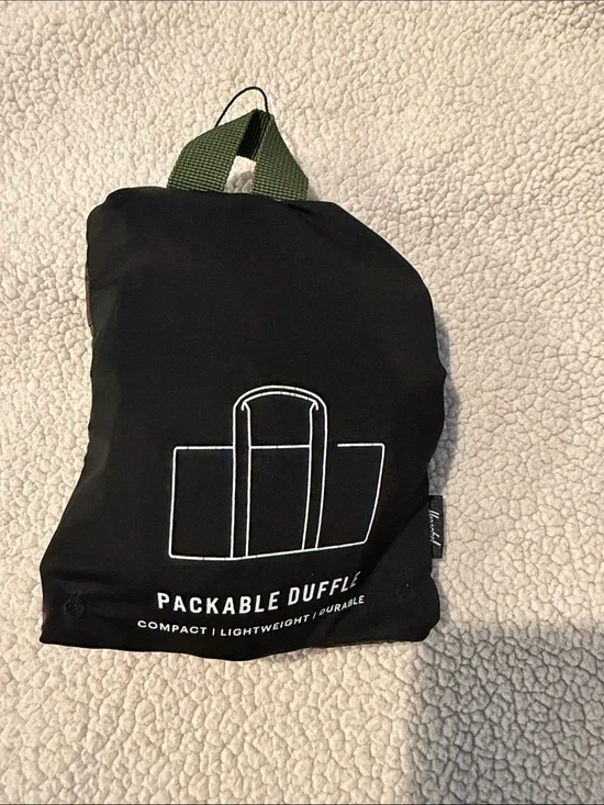 Herschel Supply Company Black Packable Duffel with Green Handle