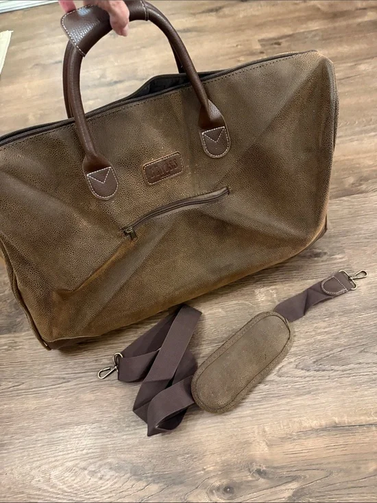 Benoss Milani Vintage-Style Brown Duffel Bag with Removable Shoulder Strap