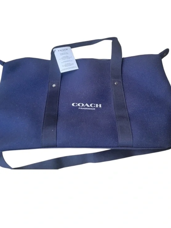 COACH Navy Blue Canvas Duffel with White Logo