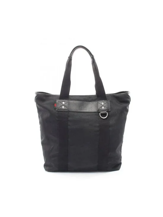 Gucci Tote Sherry Line Black Canvas Leather