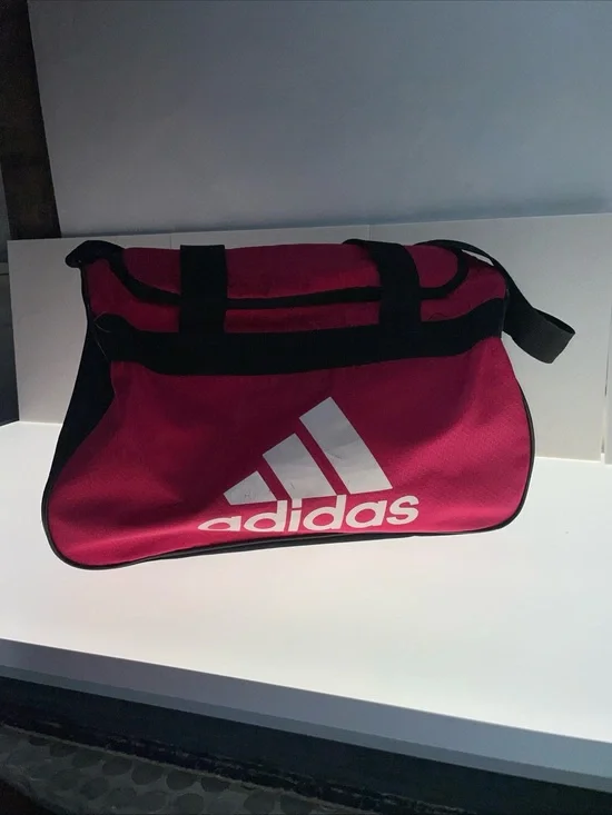 adidas Pink and Black Logo Duffel Bag